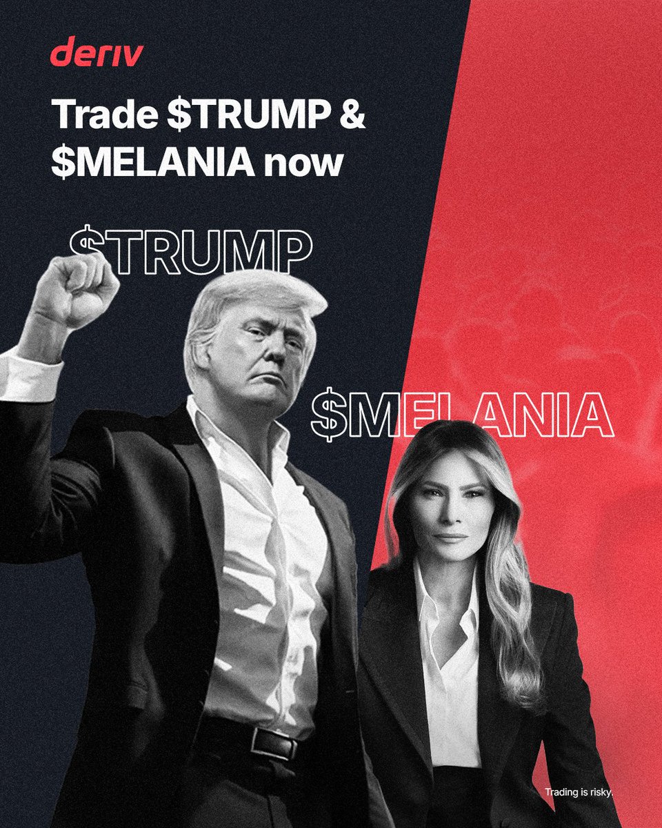 📢 Introducing Trump & Melania coins on Deriv! Looking for your next  trading opportunity? This could be it! 🌟 Start here: Deriv MT5  https://t.co/9eEYb7Dvm6 and Deriv X powered by TradingView  https://t.co/0CL9q9iXcq Your