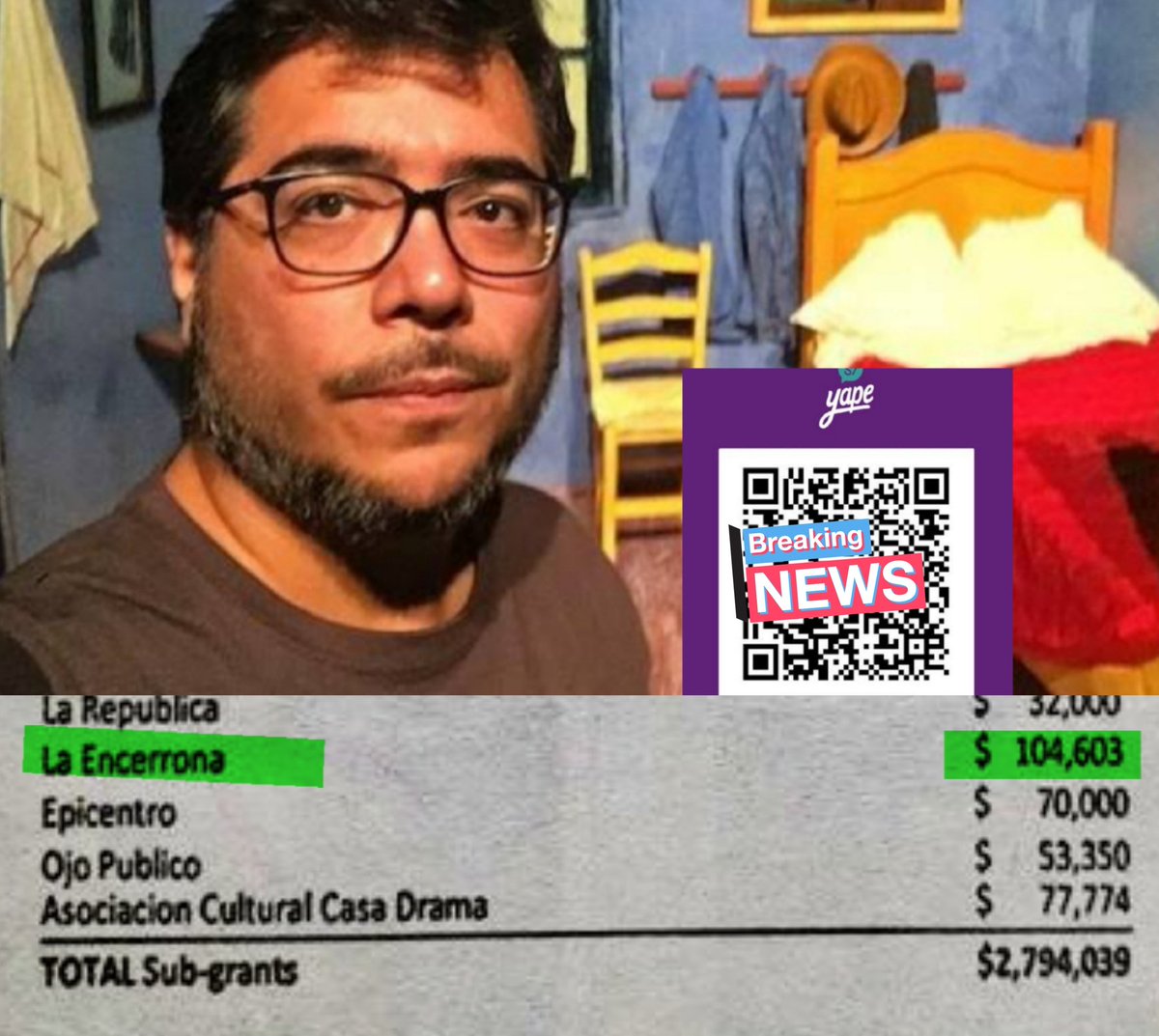 Liberfach0's tweet photo. Nunca olviden que el impresentable este, engañaba a sus borregos de que vivía de sus Yapes, cuando en realidad recibía un billetón ($104,000) del gob de EEUU. ¿Ahora entienden porque odian tanto a Trump?, porque les iba a quitar los fondos a estos parásitos. https://t.co/PpHZKqblT6