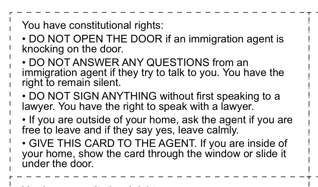 “They call it Know Your Rights. I call it how to escape from ice.” 

Sounds like we should keep sharing information about this. Check out these know your rights resources from <a href="/the_ILRC/">Immigrant Legal Resource Center</a>: zaap.bio/ilrc