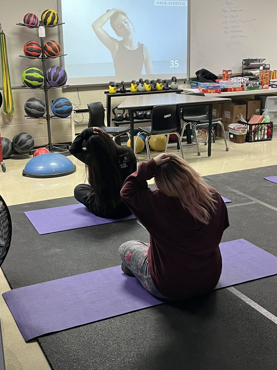 Mindfulness Tuesday in JAG at Garrard County High School! Students doing a little relaxation and working on their mental health! #NCAWeek