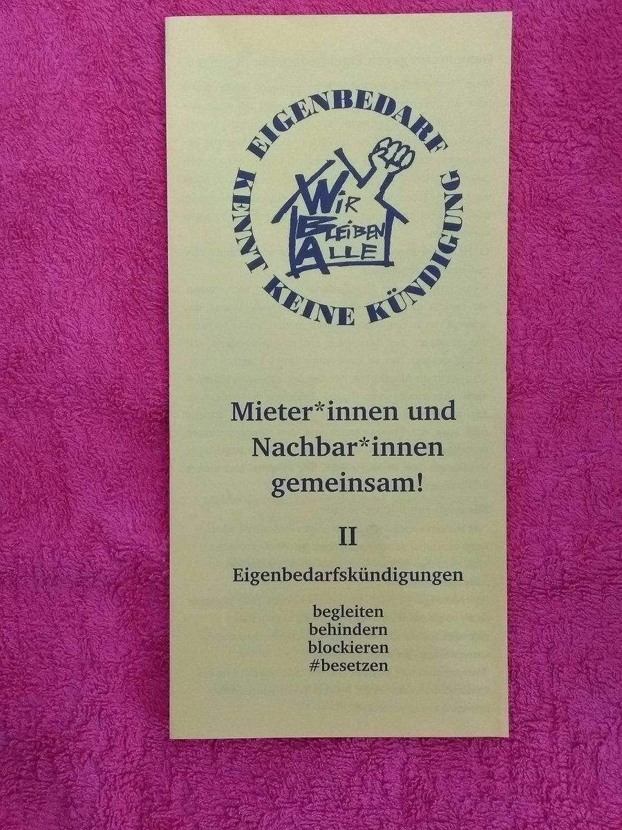 Bevor wir uns hier verabschieden, kommen hier 2 links zu den flyern, die wir mit betroffenen &amp; solidarischen Mieter:innen zum Thema #Besichtigungsbegleitung &amp; #Eigenbedarfskündigungen erstellt haben:  is.gd/E3K_fly1 
is.gd/E3K_fly2