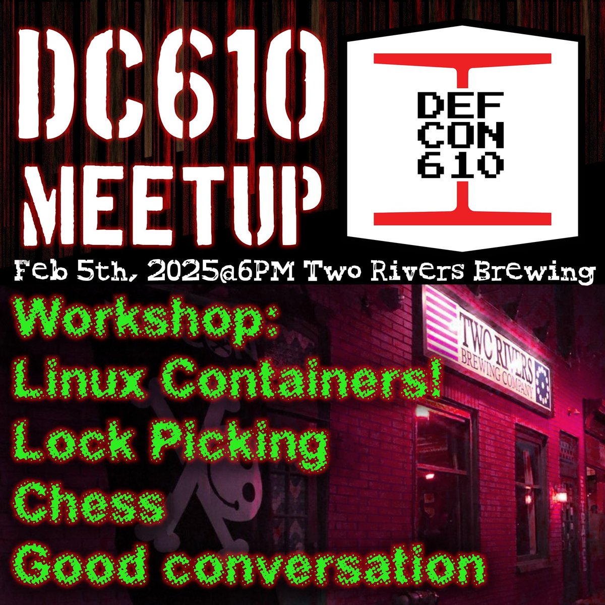 Curious about Linux Containers? Are you near Easton, PA?  On February 5th we're hosting our seasonal workshop! And this time around Gangrif is going to show us ALLLL about containers on Linux!  Join us at 6PM Eastern! 

meetup.com/defcon610/even…  

#linux #containers #workshop