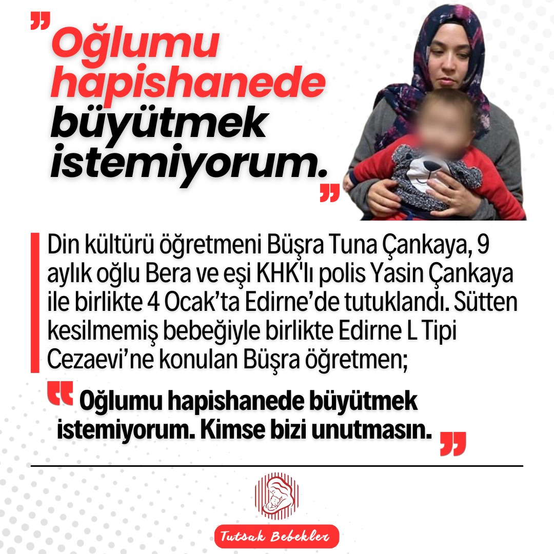 Ne kadar haklısın Büşra ögretmen.Hiç bir çocuk hapisanede büyümeyi hak etmez.
Kanunlar rafa kalktı, nefret hukuku devrede. <a href="/adalet_bakanlik/">T.C. Adalet Bakanlığı</a> 
DokuzAylıkBera Hapiste