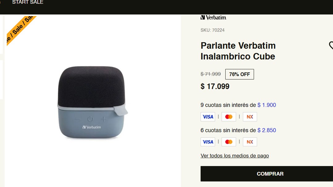 AhorrandoAndoAr's tweet photo. Parlantes Bluetooth en promo en #Start_

Parlante Verbatim Inalámbrico Mini a $6.299
https://t.co/sPCUKLMU0O

Parlante Klipxtreme Nitro a $14.399
https://t.co/wUt9s9Mbkt

Parlante Verbatim Inalambrico Cube a $17.099
https://t.co/ukPdkaZ5Dg https://t.co/y9JPAOAS4g
