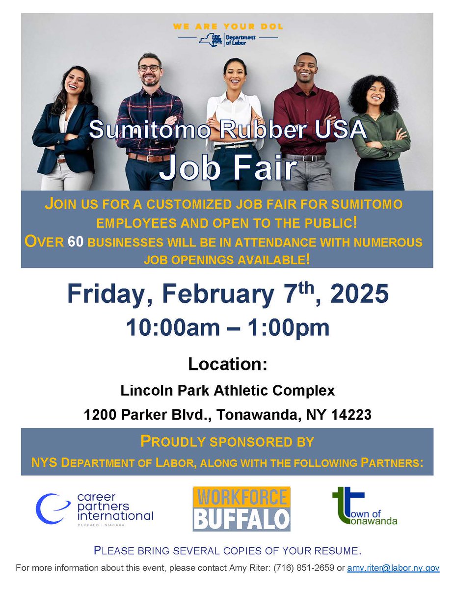 The next 𝐒𝐮𝐦𝐢𝐭𝐨𝐦𝐨 𝐑𝐮𝐛𝐛𝐞𝐫 𝐔𝐒𝐀 𝐉𝐨𝐛 𝐅𝐚𝐢𝐫 is Friday, Feb. 7, 10 a.m. - 1 p.m., at the Lincoln Park Athletic Complex. This is open to anyone looking for a job.