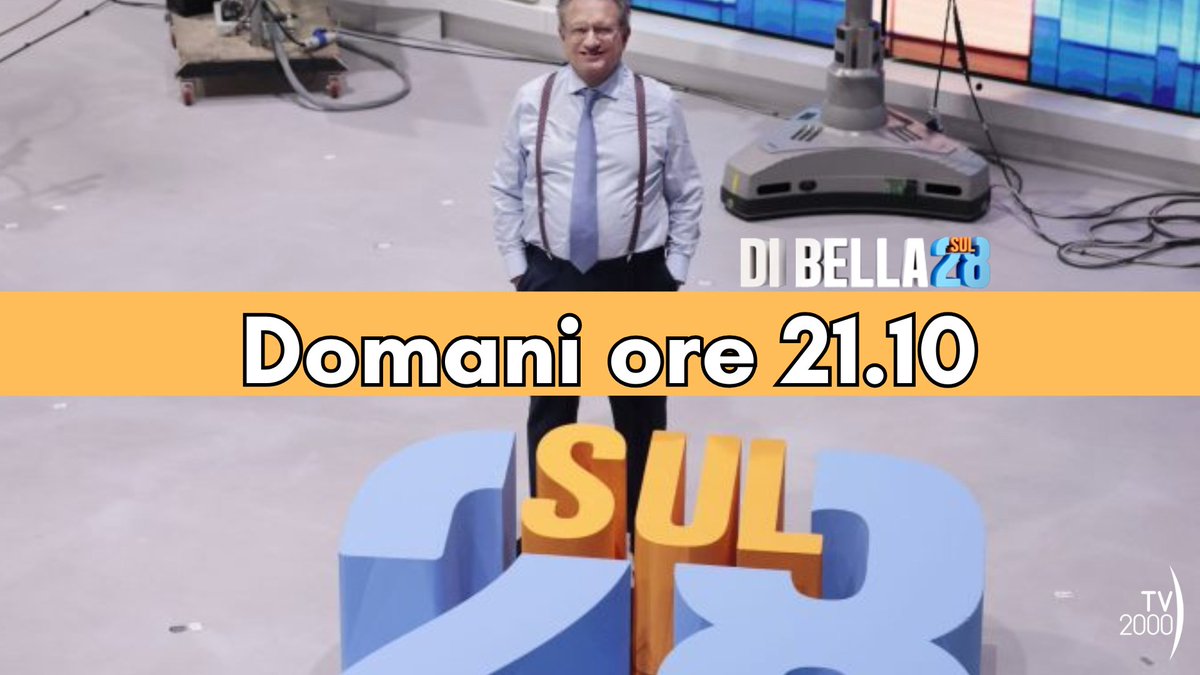 TV2000it's tweet photo. Domani #29gennaio ore 21.10 su #Tv2000una nuova puntata di #DiBellasul28, con @AntDiBella
Il punto di metà settimana con protagonisti della #politica, dell’#economia e della società civile. #Interviste, #reportage e #collegamenti; uno sguardo globale, approfondendo temi di #attualità anche oltre oceano.
