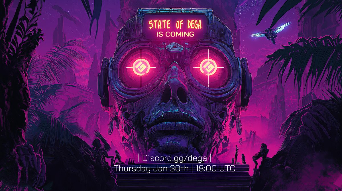 STATE OF DEGA IS COMING THIS THURSDAY AT 6:00 UTC

Come join us on the DEGA Discord to ask your questions and hear all about our progress with our AI Agent platform!

Hope to see you there!