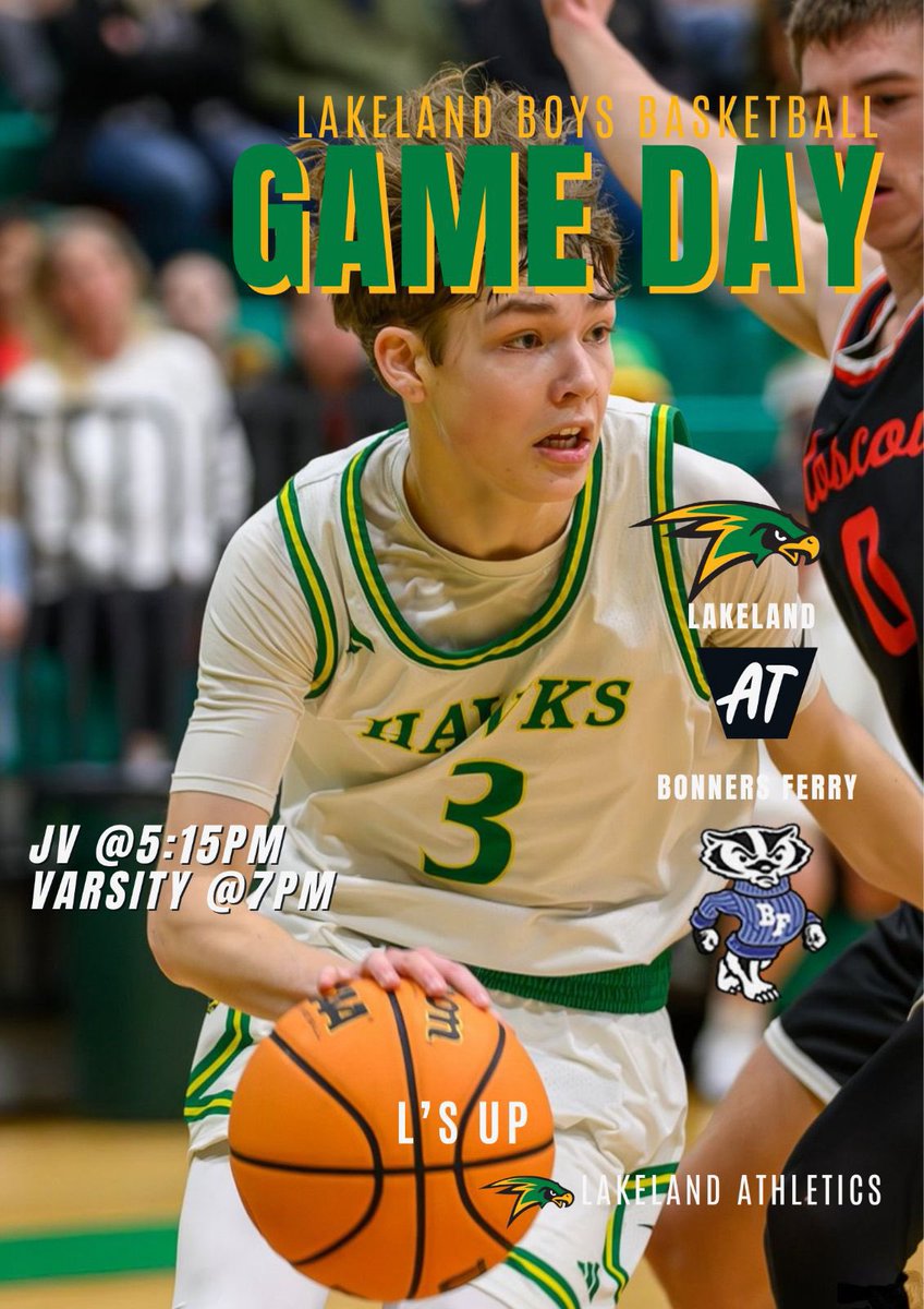 🚨Gameday🚨
Lakeland (8-7) 🆚 Bonners Ferry (16-0)

🗓️: 1/28/25

⏰: 7:00pm

📍: Bonners Ferry High School 
#LsUP #DefendReboundRun