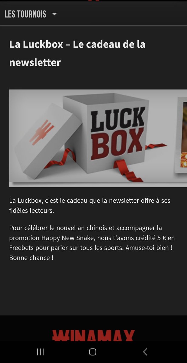leprincedesrats's tweet photo. Bon plan : Va dans tes mails, appuie sur la newsletter du jour de winamax, descend tout en bas sur la luck box et récupère tes 5€ de freebets ! ✌️🔥🐁 #TeamParieur https://t.co/2VOPzDFVlW