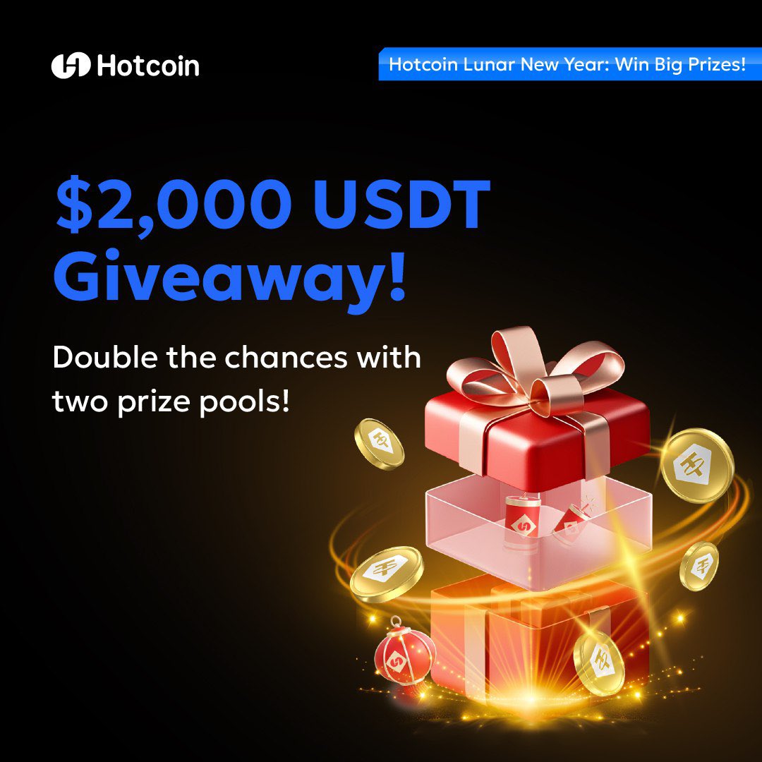 HotcoinGlobal's tweet image. Hotcoin Lunar New Year: Win Big Prizes!
🔥 $2,000 USDT Reward Pool!

Deadline: February 8, 2025, 23:59 (UTC+8)

Event 1: New User Reward Pool
1️⃣ Register a Hotcoin account via the exclusive event link: m.hotcoin.com/register?hotco… 
2️⃣ Complete any of the following tasks to increase…