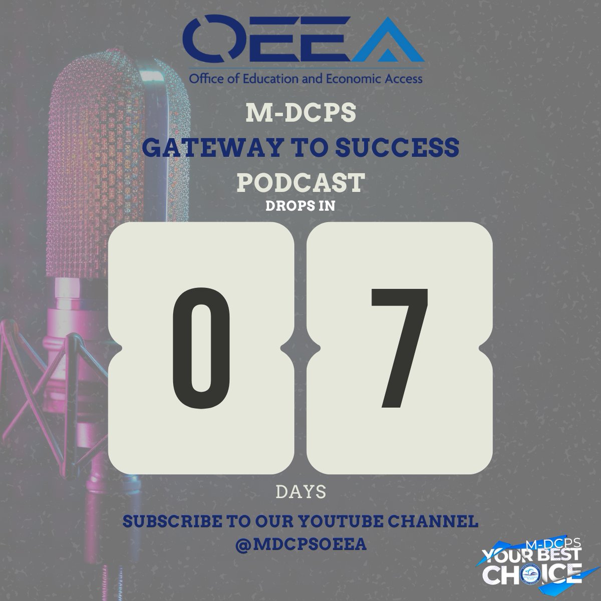 MDCPS OEEA (@mdcpsoeea) on Twitter photo 🎙️ 7 DAYS TO GO! The M-DCPS Gateway to Success Podcast launches in ONE WEEK! 🚀
Join us for insightful conversations on education, economic growth, and business opportunities.
📅 Save the date: February 3rd, 2025
🎧 Subscribe on YouTube: <a href="/MDCPSOEEA/">MDCPS OEEA</a> 🎙️ 7 DAYS TO GO! The M-DCPS Gateway to Success Podcast launches in ONE WEEK! 🚀
Join us for insightful conversations on education, economic growth, and business opportunities.
📅 Save the date: February 3rd, 2025
🎧 Subscribe on YouTube: <a href="/MDCPSOEEA/">MDCPS OEEA</a>
