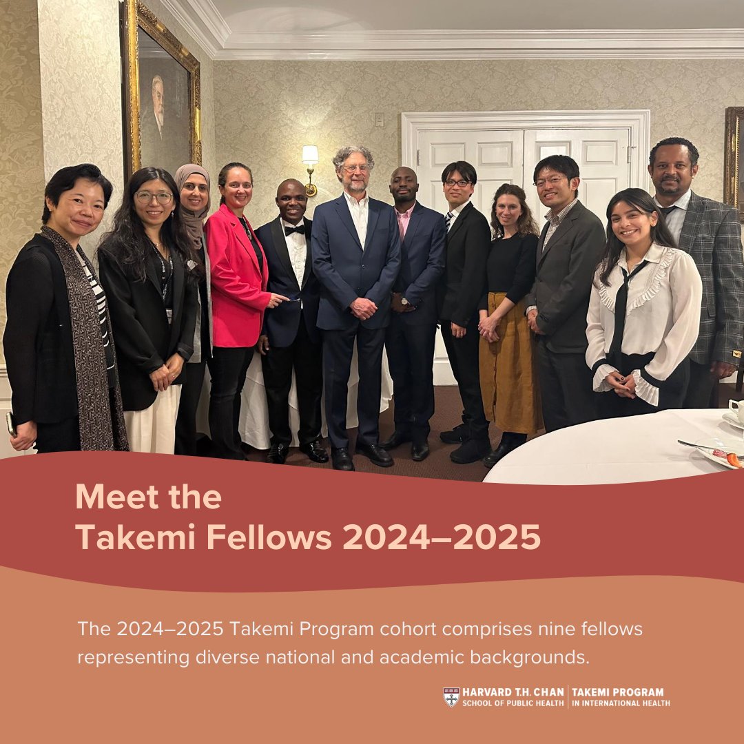 Takemi Program (@harvardtakemi) on Twitter photo Nine global health researchers joined the <a href="/HarvardTakemi/">Takemi Program</a> Program's 2024–25 cohort at <a href="/HarvardChanSPH/">Harvard T.H. Chan School of Public Health</a> from Ghana, Ethiopia, Argentina, Brazil, Japan, Hong Kong, Nigeria, and Palestine.
Read more about the current Takemi Fellows and their research projects: hsph.harvard.edu/news/meet-the-… Nine global health researchers joined the <a href="/HarvardTakemi/">Takemi Program</a> Program's 2024–25 cohort at <a href="/HarvardChanSPH/">Harvard T.H. Chan School of Public Health</a> from Ghana, Ethiopia, Argentina, Brazil, Japan, Hong Kong, Nigeria, and Palestine.
Read more about the current Takemi Fellows and their research projects: hsph.harvard.edu/news/meet-the-…
