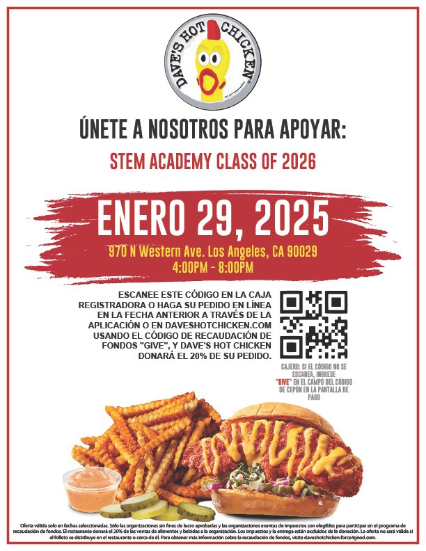 Join us at Dave's Hot Chicken for STEM Class of 2026 Fundraiser