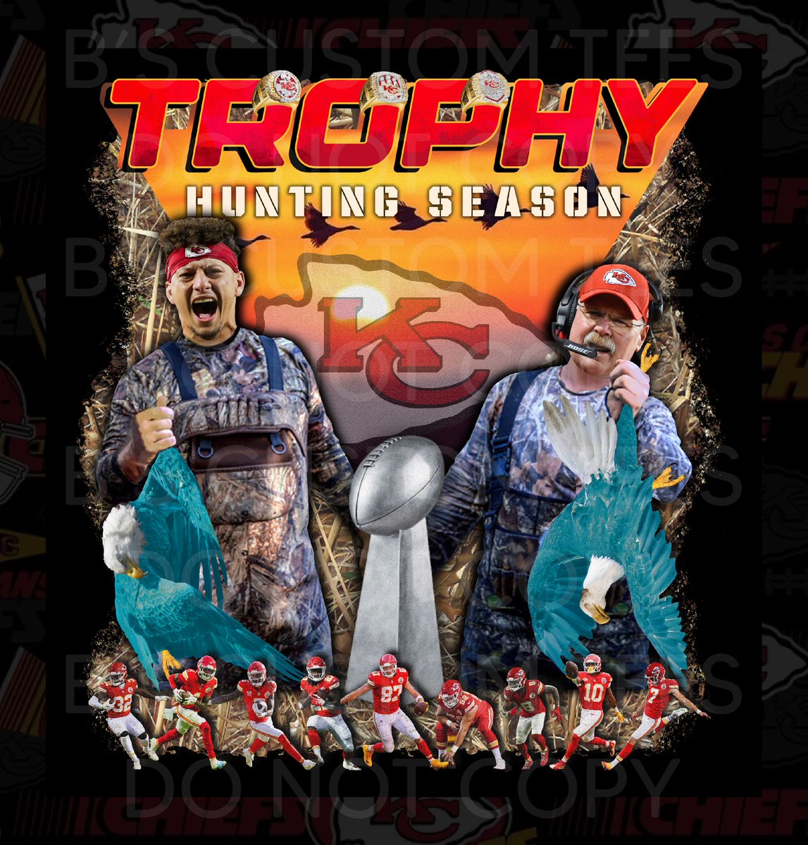 baileybur97's tweet photo. @Chiefs @PatrickMahomes Eagle hunting anyone? Designed by B’s Custom Tees 💍💍💍💍 https://t.co/5XtsGrdflc