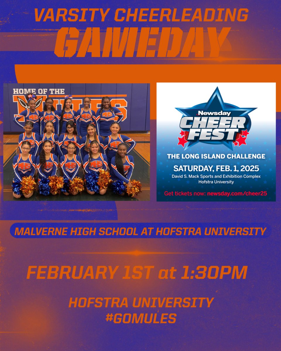 Malverne Athletics (@gomhsmules) on Twitter photo Come support the Varsity Cheerleading Team at their competition on Saturday, February 1st at Hofstra University. #gomules #cheer <a href="/MalverneHS/">MHS</a> <a href="/MalverneUFSD/">Malverne UFSD</a> <a href="/MalverneCHEER/">Malverne HS Cheerleading</a> Come support the Varsity Cheerleading Team at their competition on Saturday, February 1st at Hofstra University. #gomules #cheer <a href="/MalverneHS/">MHS</a> <a href="/MalverneUFSD/">Malverne UFSD</a> <a href="/MalverneCHEER/">Malverne HS Cheerleading</a>
