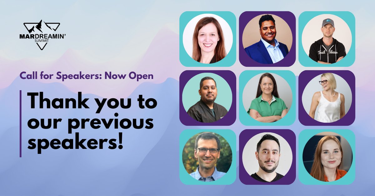 📣 Call for speakers is now open for MarDreamin' Summit! 

This is a chance to make an impact on the community, like our previous speakers, and share your lessons learned, go-to techniques, solutions, and strategies.

Submit your proposal by 2/19 here: mardreamin.com/call-for-speak…