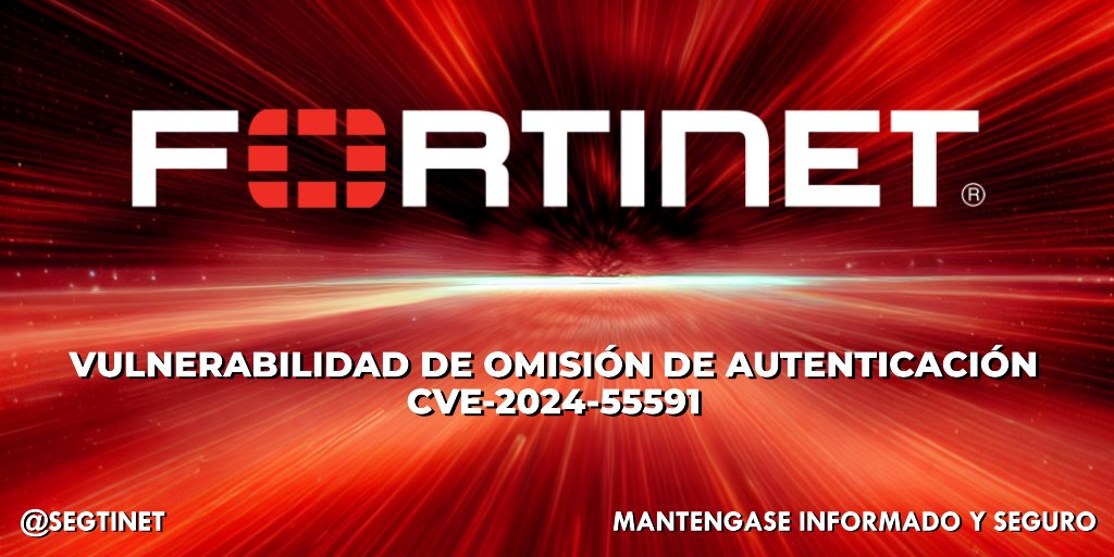 SegtiNet's tweet photo. 🚨 Alerta de Seguridad 🚨 Vulnerabilidad en FortiOS explotada para obtener acceso de superadministrador

Una vulnerabilidad crítica de día cero en los productos #FortiOS y #FortiProxy de #Fortinet identificada como #CVE-2024-55591 está siendo explotada activamente, lo que permite a los atacantes obtener privilegios de superadministrador.

La falla con una puntuación #CVSS de 9.6 ha generado importantes preocupaciones entre las organizaciones que confían en las soluciones de seguridad de Fortinet.

La vulnerabilidad se origina en un problema de “Omisión de autenticación mediante una ruta o canal alternativo” en el módulo WebSocket de Node.js integrado en la interfaz de administración de FortiOS.

Al enviar solicitudes WebSocket especialmente diseñadas, los atacantes pueden eludir los mecanismos de autenticación y obtener acceso de superadministrador no autorizado a los sistemas afectados.

Este acceso les permite realizar una amplia gama de actividades maliciosas, incluida la creación de nuevas cuentas administrativas, la modificación de políticas de firewall y el establecimiento de túneles de red privada virtual de capa de sockets seguros (SSL VPN) para infiltrarse en las redes internas.

Esta vulnerabilidad se observó por primera vez como explotada activamente a mediados de noviembre 2024. Los atacantes apuntaron a las interfaces de administración expuestas de los firewalls FortiGate, aprovechando la función jsconsole, una herramienta basada en GUI para ejecutar comandos CLI dentro de la interfaz de administración de FortiOS.

PoC del exploit disponible
Esta vulnerabilidad no es "solo" una simple omisión de autenticación, sino una cadena de problemas combinados en una vulnerabilidad crítica, de acuerdo con el informe de PoC de watchTowr Labs.

La explotación implicó una combinación de fallas:
▪ Establecer conexiones WebSocket a través de solicitudes HTTP autenticadas previamente.
▪ Usando un parámetro -local_access_token- para omitir las comprobaciones de sesión.
▪ Explotar una condición de carrera entre los procesos WebSocket y Telnet CLI.
▪ Manipular los flujos de autenticación para seleccionar perfiles de acceso privilegiado como "super_admin".

Los indicadores de compromiso (IoC) incluyen registros que muestran la creación inusual de cuentas administrativas y actividad de inicio de sesión sospechosa desde direcciones IP como 127.0.0.1 y 8.8.8.8. Los atacantes a menudo creaban nombres de usuario aleatorios y los agregaban a grupos administrativos o de VPN SSL, lo que permitía el acceso persistente.

La vulnerabilidad afecta a las siguientes versiones:
▪ FortiOS: versiones 7.0.0 a 7.0.16.
▪ FortiProxy: versiones 7.0.0 a 7.0.19 y 7.2.0 a 7.2.12.

Las versiones no afectadas incluyen FortiOS 7.0.17 o superior y FortiProxy 7.0.20 o superior.

Fortinet lanzó parches el 14 de enero de 2025 para abordar la vulnerabilidad:
▪ FortiOS: actualice a la versión 7.0.17 o posterior.
▪ FortiProxy: actualice a la versión 7.0.20 o posterior para la rama 7.0 y a la versión 7.2.13 para la rama 7.2.

Se recomienda a las organizaciones que no puedan aplicar el parche de inmediato que:
▪ Desactiven el acceso público a las interfaces de administración HTTP/HTTPS.
▪ Restrinjan el acceso a la interfaz administrativa mediante políticas locales que limiten los rangos de IP.
▪ Supervisen los registros en busca de IoC y actividad sospechosa.

En @SegtiNet contamos con plataformas de monitoreo y gestión para mantener su infraestructura informática y de comunicaciones actualizada y segura, incluyendo equipos Fortinet. 🛡 #CyberSecurity #CiberSeguridad #SeguridadInformatica