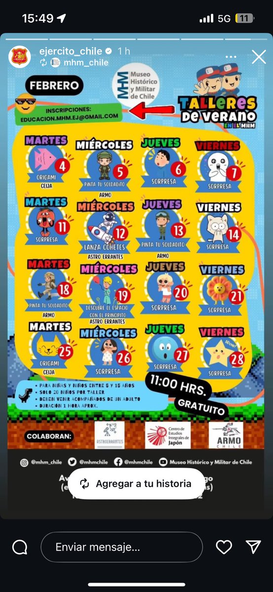 Inscríbete en los talleres gratuitos de febrero en el <a href="/MHMChile/">MHM CHILE</a>. Más info en el afiche 😉👇