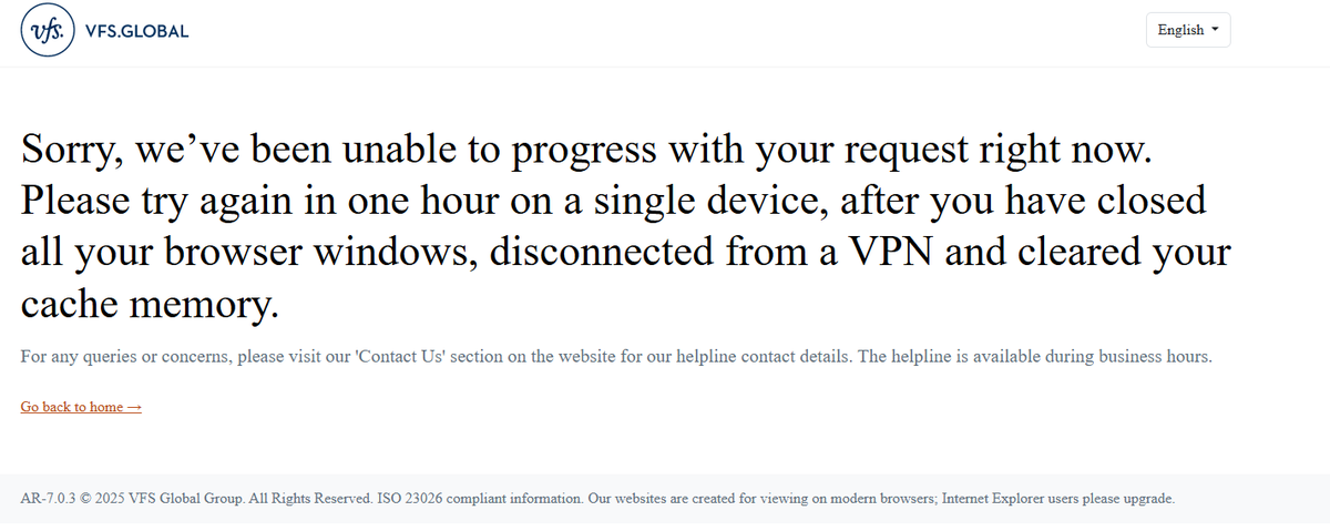 anilcsm's tweet photo. @vfsglobalcare I cannot book a visa reservation. Is there any problem on website? https://t.co/txNtLoYZ1W