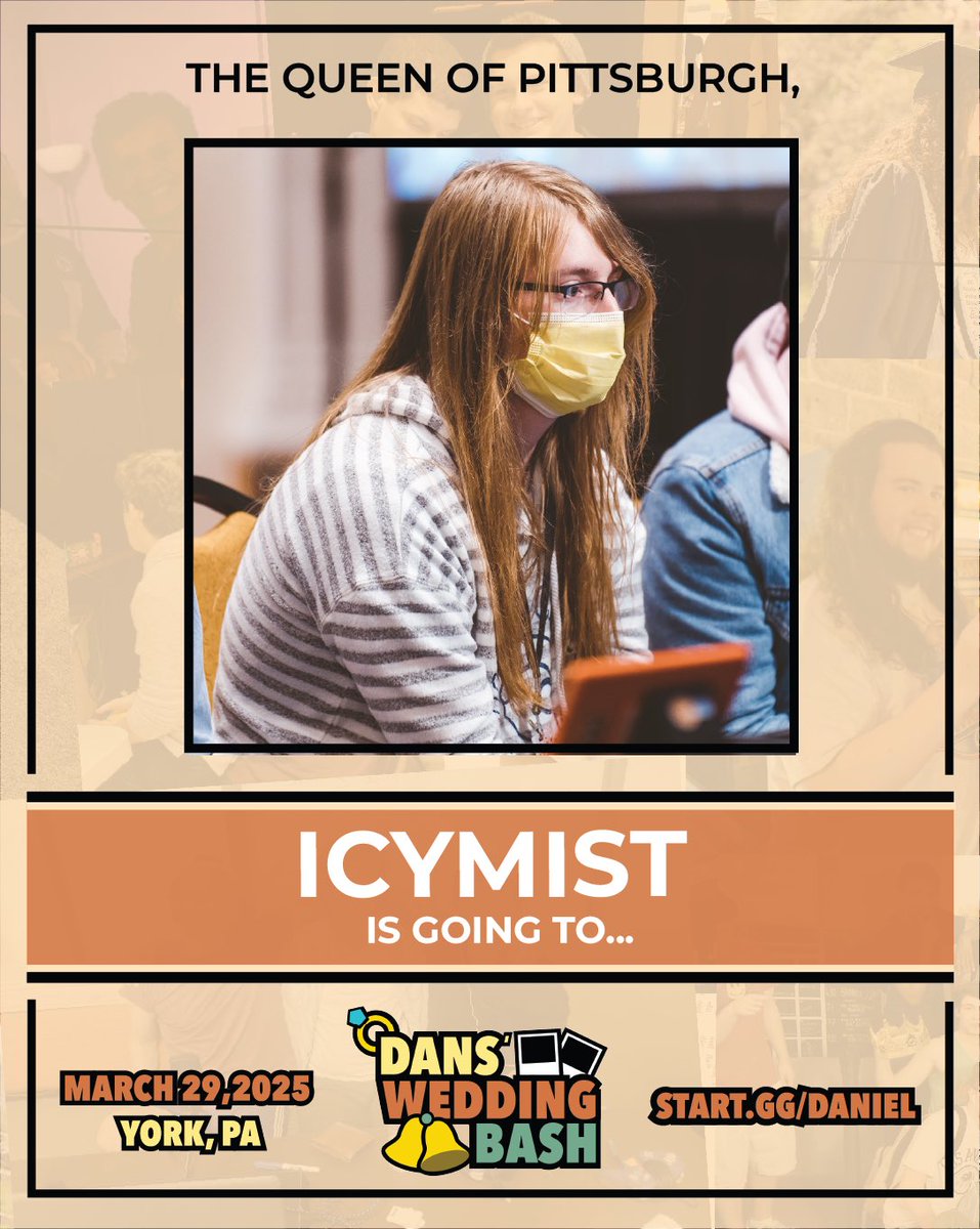 DanTheManWitTan's tweet photo. Happy to announce the 2 players who won free entry to Dan’s Wedding Bash for their performance at Smash Valley 2025! 

@IcyMist_ &amp; @charsarc_ will be joining 150 other attendees on March 29th in York, PA! 

You too can join them by registering at the link below! ⬇️ https://t.co/pWzyKtjAKi