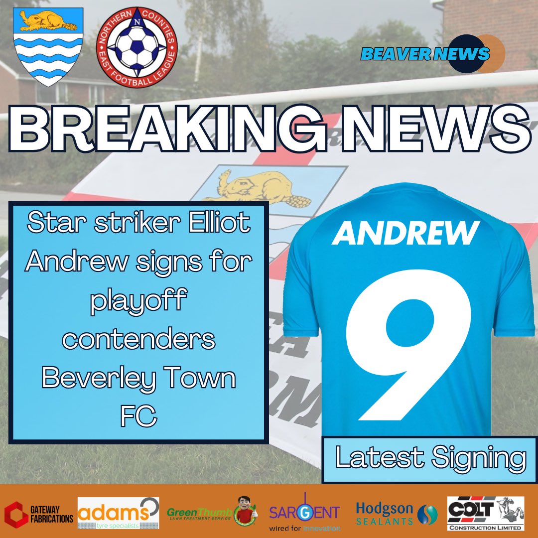 Beverley Town FC (@bevtownfc) on Twitter photo ANDREW SIGNS |
We welcome <a href="/NCEL/">Macron NCEL</a> Premier League top goalscorer Elliot Andrew to the club
David Ricardo 💬 “ We offer a warm welcome to Elliot Andrew who has been lighting up the league all season with his goalscoring exploits, leading the league top goalscorer’s table.”
🧵 ANDREW SIGNS |
We welcome <a href="/NCEL/">Macron NCEL</a> Premier League top goalscorer Elliot Andrew to the club
David Ricardo 💬 “ We offer a warm welcome to Elliot Andrew who has been lighting up the league all season with his goalscoring exploits, leading the league top goalscorer’s table.”
🧵