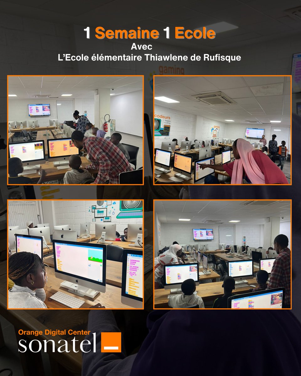 ODCSenegal's tweet photo. XALE YI XAALE YI, mbaa séen Xalé ya ngi jàng informatique ? 

Le numérique en action ! Avec Orange Digital Center et Senum, les jeunes découvrent, codent et rêvent en grand.
👉Parce que l’avenir, c’est eux !

#AmalNjariñAskanWi
#OrangeDigitalCenter https://t.co/X5MyjV8TM3