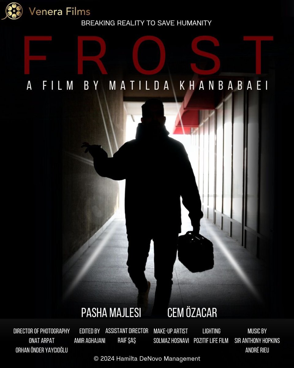 matildakhbabaei's tweet photo. I’m very Excited to reveal the #officialposter of the short film FROST, Written and directed by Matilda Khanbabaei! As the film enters its international journey, new horizons await.
#Frosttheshortfilm #matildakhanbabaei https://t.co/utiH8yZIUG