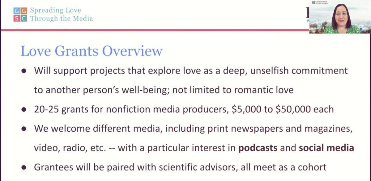 michelebraphael's tweet photo. Love is more than a feeling—it’s a commitment to another’s well-being. The @GreaterGoodSC is offering grants of $5,000 to $50,000 to support nonfiction storytelling about love in all its forms. ❤️
Learn more & apply: https://t.co/AhEIitFyKP
#LoveGrant #ScienceOfLove #StorytellingForConnection