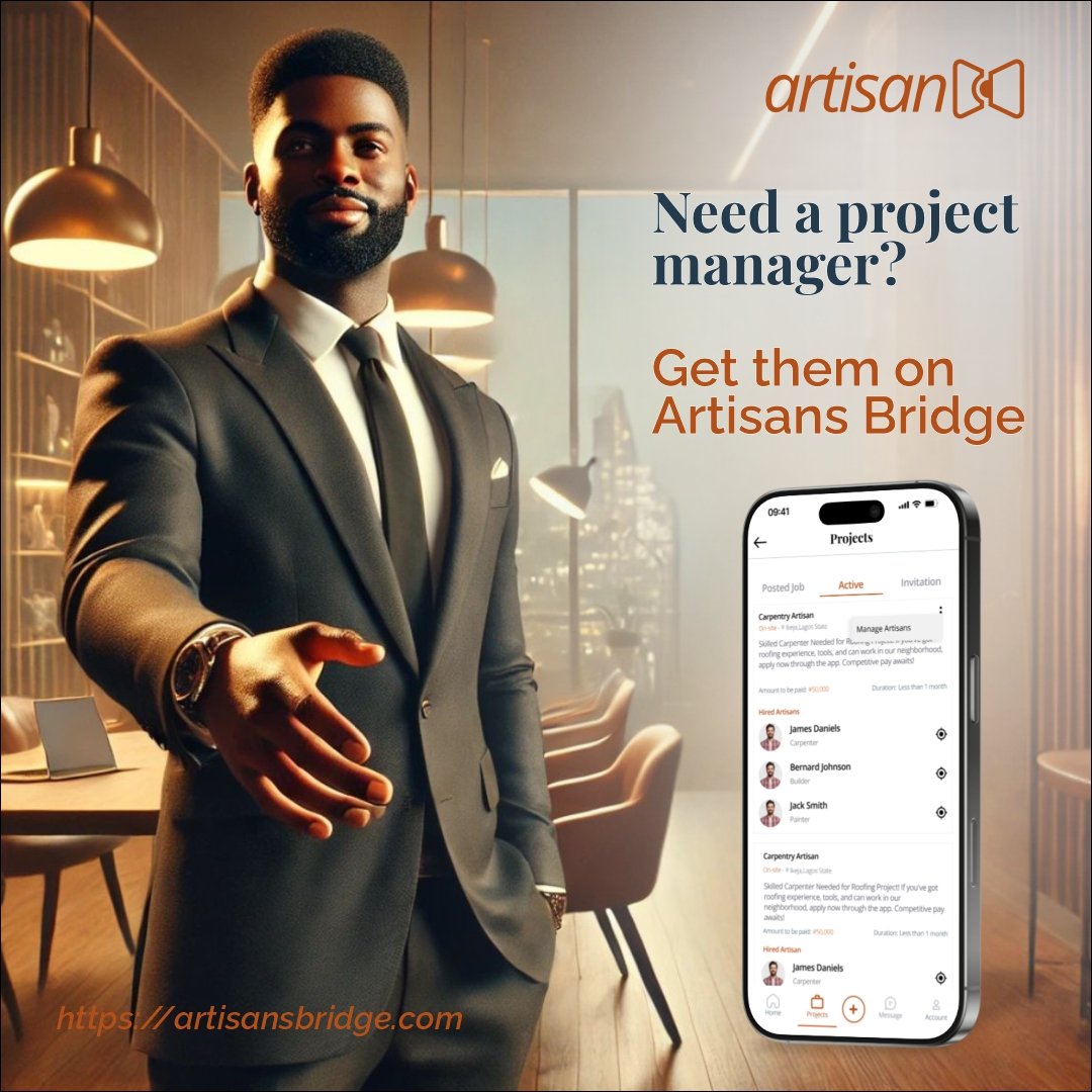 ArtisansBridge's tweet photo. Managing a project can be quite tasking especially if you have other important activities to do. 

Artisans Bridge offers you the opportunity to hire a professional project manager at affordable price. 

Don't sleep on it😉

#artisansbridge #artisan #projectmanagement https://t.co/xNjU1MJbc5