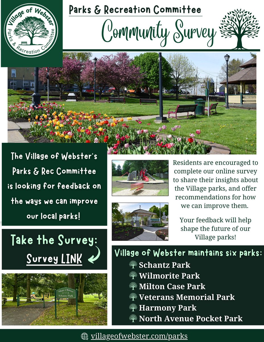 Share your thoughts on how we can improve our Village parks!
Take a minute to complete our online survey:
docs.google.com/forms/d/e/1FAI…