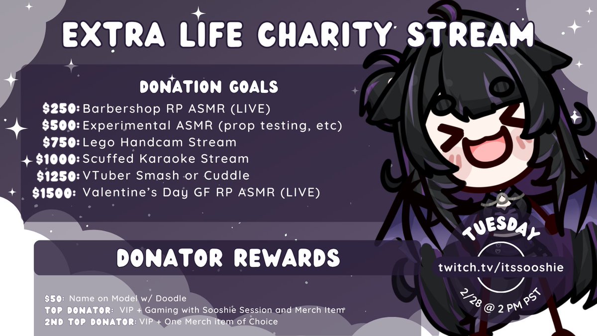 itssooshie_'s tweet photo. Good Morning Pawsessed! Today, we will be raising funds for Extra Life! All proceeds will go directly to the children's hospital in Toledo, Ohio!
We will be playing Miside for some silly spooks then ASMR!
#Extralife #NCHT https://t.co/cSatcGR8EG