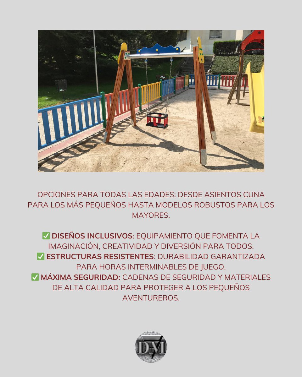 dimobi2000's tweet photo. Columpios: Diversión Segura Sin Límites. Momentos inolvidables🌈

#Columpios #ParquesInfantiles #JuegosInfantiles #toboganes #parqueinfantil #Urbanismo #Ciudad #Madrid #ComunidadDePropietarios #Sostenibilidad #Explore #Adventure #AdministradorDeFincas #Summer #Verano #CAFmadrid https://t.co/zOOcWjK92H
