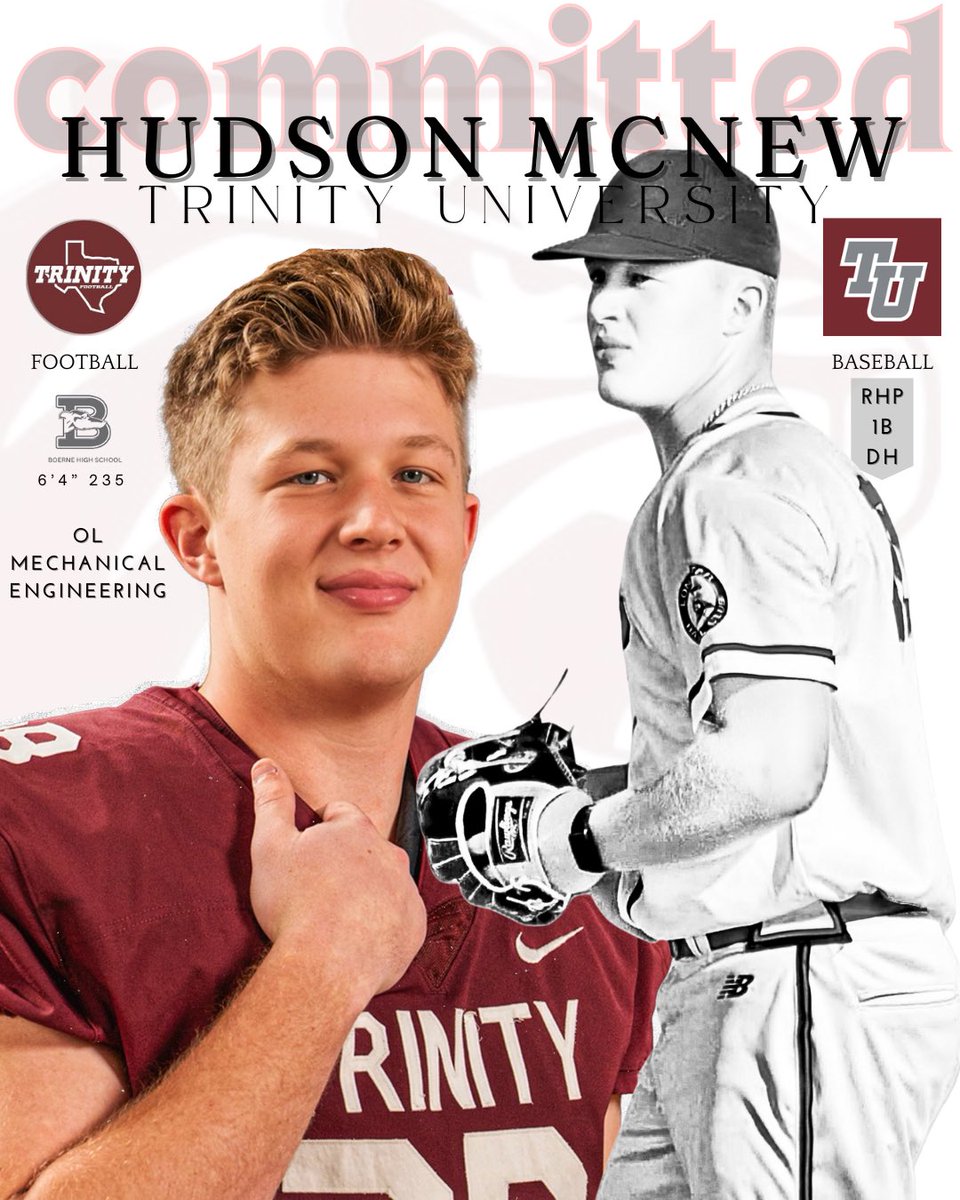 After much thought and prayer, I have decided the opportunities Trinity University put together for me are not only generous but they exceed any scenario I originally considered possible. As a result, I have committed to play Trinity football, Trinity baseball, and have accepted
