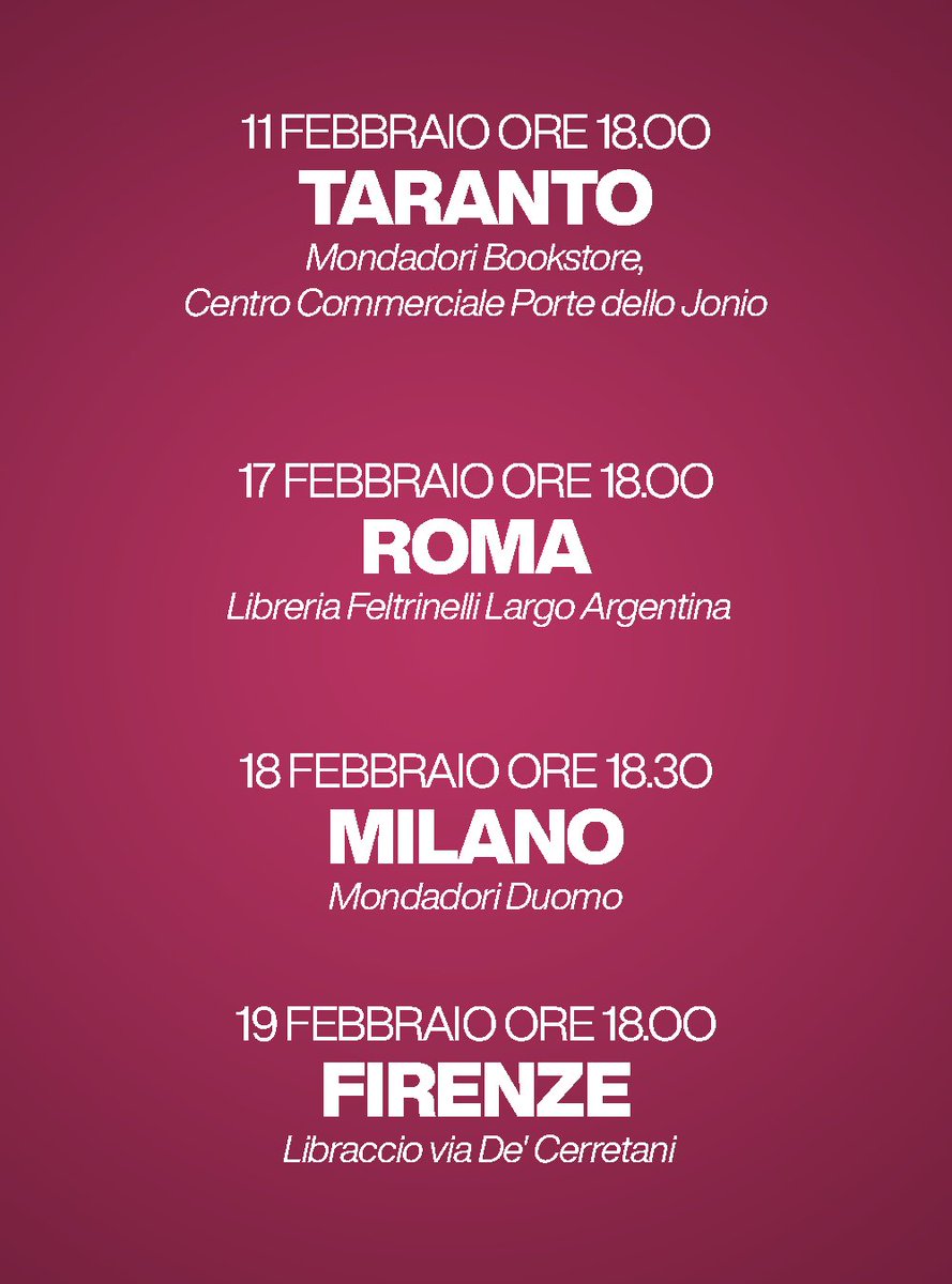 EdwillOsd's tweet image. Questi sono gli appuntamenti 
di febbraio per le presentazioni 
e i firmacopie di #Hamartìa.

Sicuramente nelle prossime settimane 
e nei prossimi mesi ne aggiungerò altri.

Non vedo l’ora di rivedervi in libreria.