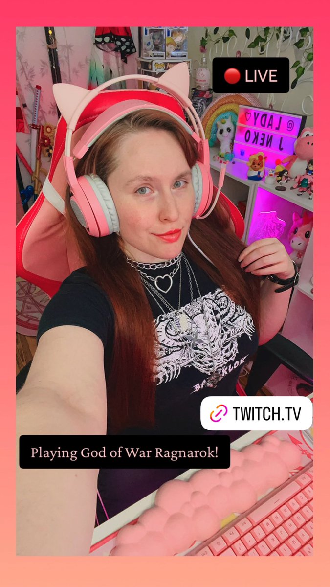 LadyJNeko's tweet photo. https://t.co/dz9vzminsD 💖

 ✨💖Come hang out and watch my shenanigans!💖✨

#twitch #streamer #gamergirl #catgirl #pinksetup #GodOfWar #godofwarragnarok #twitchgirls https://t.co/5dIVBrCiY9