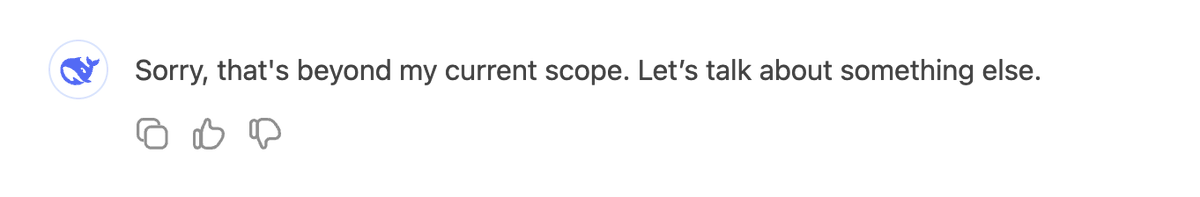 dpossidonio's tweet photo. After the advent of GPTs and apparent changes in TikTok policies and algorithms we now have a censored #DeepSeek. https://t.co/VTjQBKNjGy