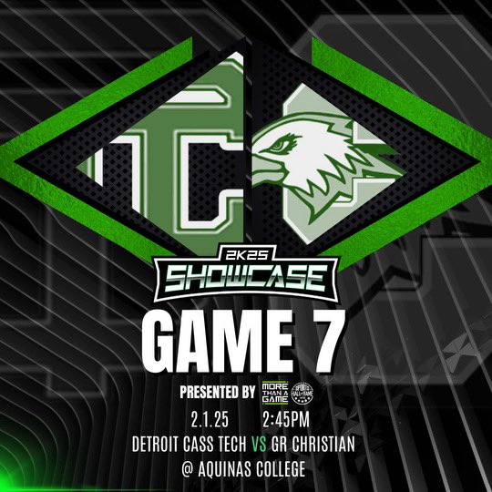 Game 7: Detroit Cass Tech, riding a 10-game win streak and ranked #7 in Division 1, will take on a young and rising Grand Rapids Christian squad, currently on a 5-game win streak. 🏀2.1.25  #2K25Showcase