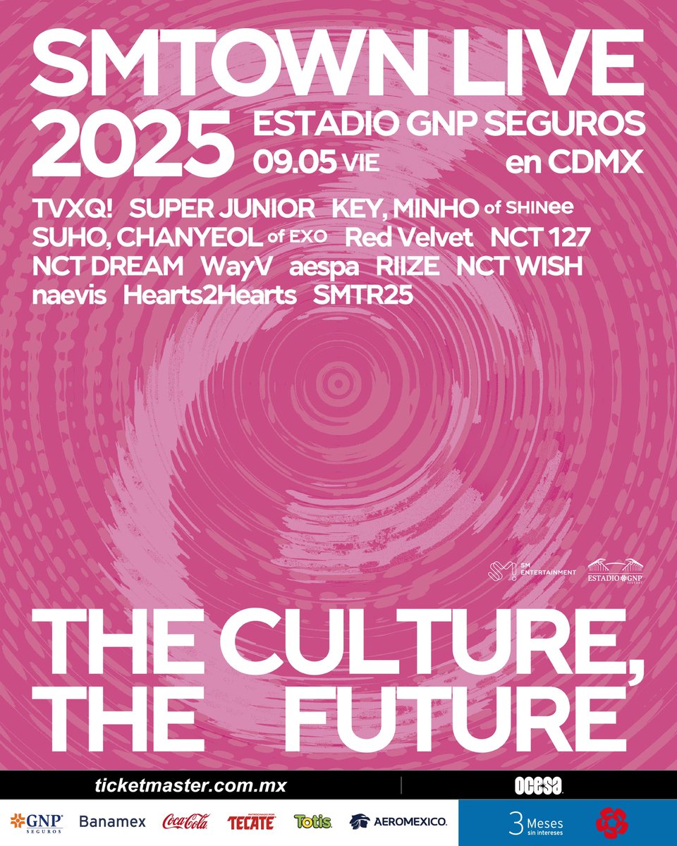 ocesa_kpop's tweet photo. Pink Blood la espera terminó🩷 SMTOWN LIVE 2025 [THE CULTURE, THE FUTURE] en CDMX lineup completo.
¡Estamos muy emocionados de recibir a algunos miembros de SMTR25 😍!
WENDY y YERI de Red Velvet no podrán acompañarnos esta vez. ¡Les mandamos mucho amor! https://t.co/BMvp4fZMH4