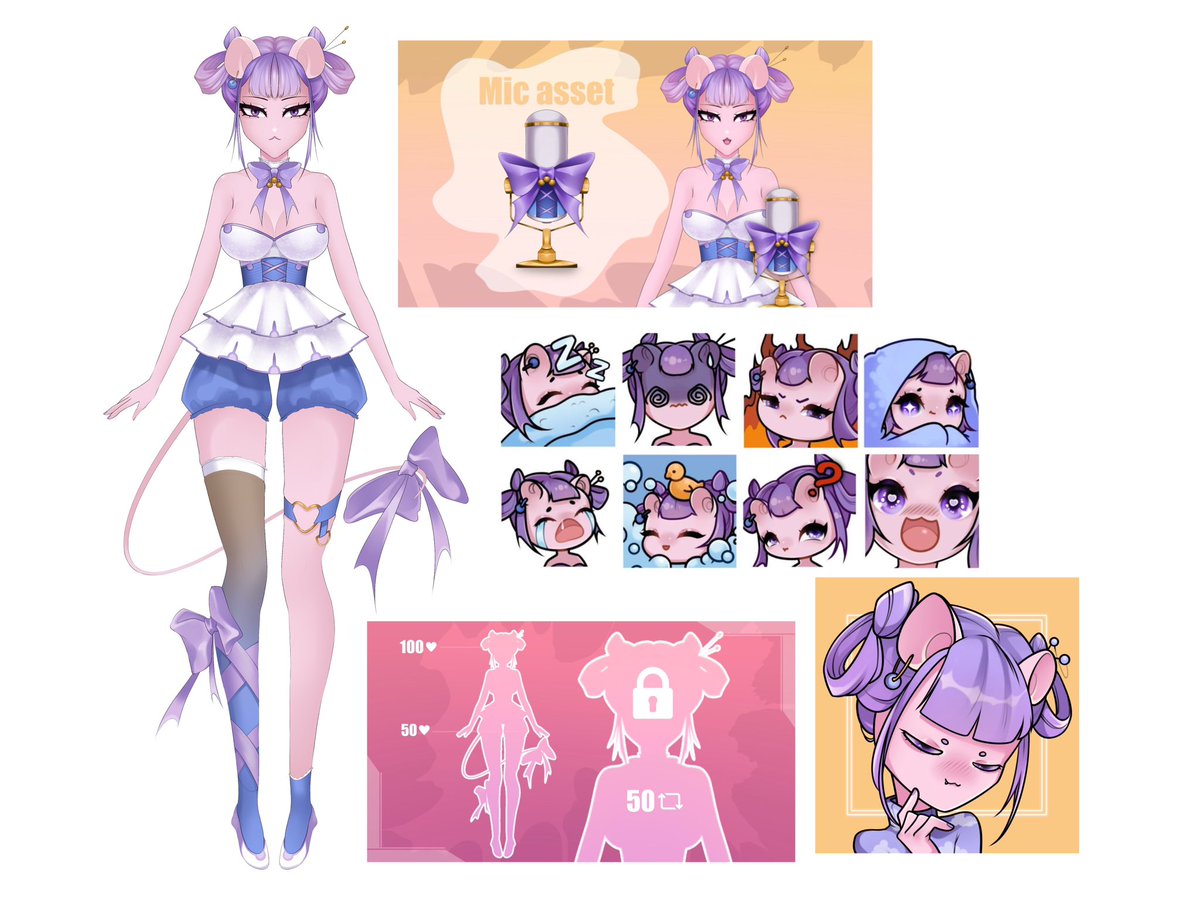 J1ss0L's tweet photo. GIVEAWAY ALERT ‼️ 

I want to give away this model, and all the stuff that belongs to her 
• like + rt + follow 
• comment your intentions 

Results 10th feb 💜🥹
Comes with:
Never been used b4. Model art (no rig), 8 emotes, mic asset, model reveal graphics, pfp art https://t.co/OReLpd478Q