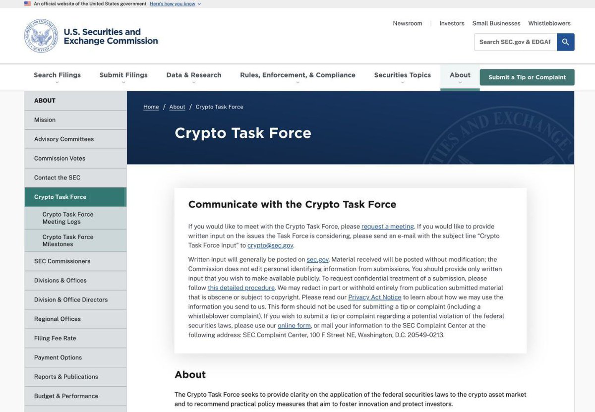 MoneyWordle's tweet image. 🚨🚨BREAKING: 🇺🇸 SEC launches Crypto Task Force💥✈️.

@MoneyWordle #Crypto #CryptoTaskForce