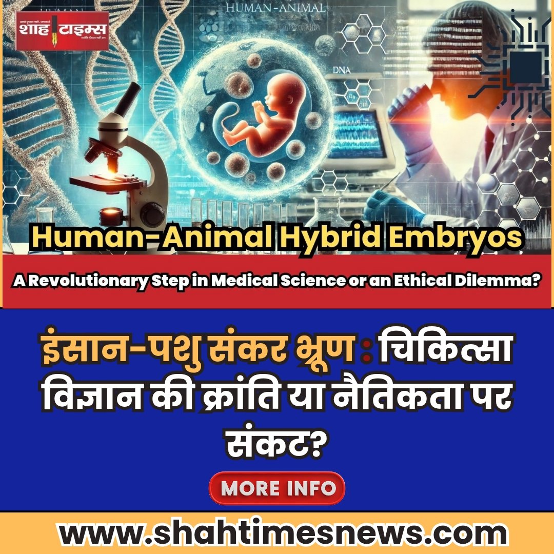 ShahTimes1's tweet photo. "Japan has approved research on human-animal hybrid embryos! 🚀 This could revolutionize #StemCellTechnology & #Biotechnology. But is it a #MedicalScience breakthrough or an ethical dilemma? 🤔
Read the full analysis: https://t.co/JS1aieQA5d
#HumanAnimalHybrid #OrganTransplant " https://t.co/0ivS48r6f0