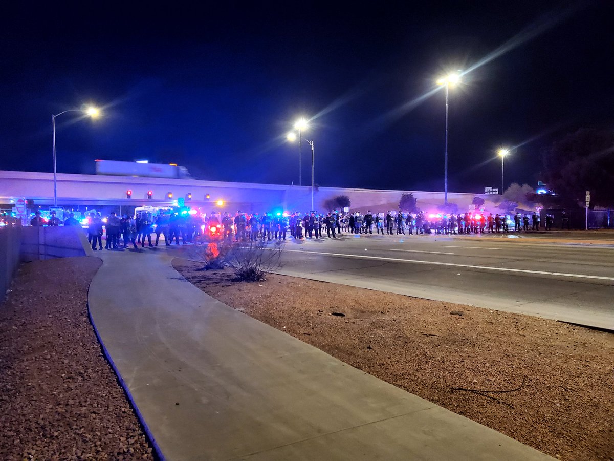 Casey Torres (@ctorrestv) on Twitter photo Police in tactical gear and shields drawn are lined up on Glendale Ave. giving commands to a group of protesters headed to the 101 to disperse.
<a href="/azfamily/">azfamily 3TV CBS 5</a> Police in tactical gear and shields drawn are lined up on Glendale Ave. giving commands to a group of protesters headed to the 101 to disperse.
<a href="/azfamily/">azfamily 3TV CBS 5</a>