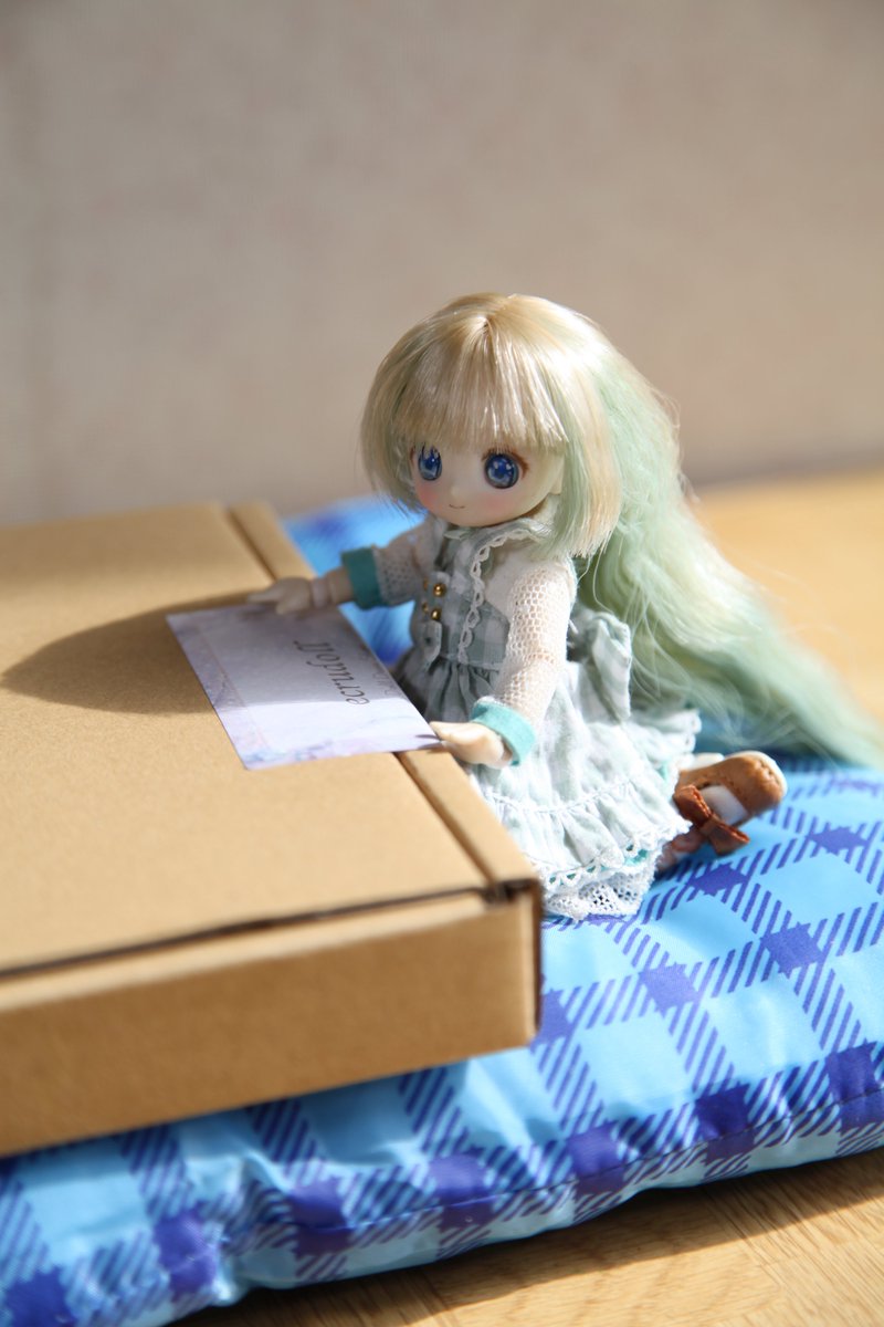 _nue123_'s tweet photo. 最近　ecru様（@dooooooolls2）のプレゼント企画にて
当選いたしまして　
オビツ11サイズ　ワンピースセットが先ほど届いたばかりでして☺️
チョコミントカラーの服で　クマさんのカチューシャに可愛らしいカゴバスケット　めちゃ可愛いです　
本日はありがとうございました。😊　
#ecru服
#アゾカツ https://t.co/WT4TgiOqAR