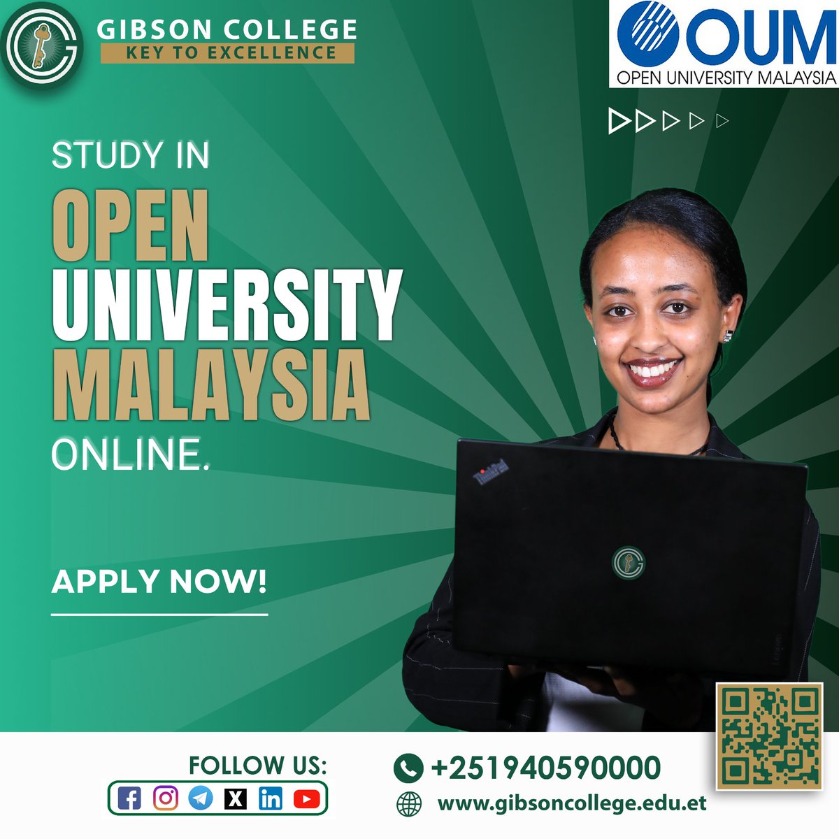 mygibsoncollege's tweet image. 📢 Study Online with Open University Malaysia! 🌍  

Unlock global learning opportunities with Gibson College and Open University Malaysia! 🎓

📌 Apply Now!  
📞 +251940590000  
🌐 gibsoncollege.edu.et  

#OnlineEducation #StudyAnywhere #GibsonCollege #OpenUniversityMalaysia
