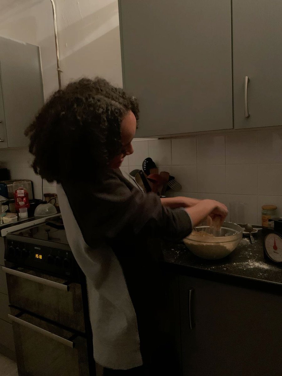 After a little incident😅 she decided to help me, now we are baking together☺️❤️ I love you