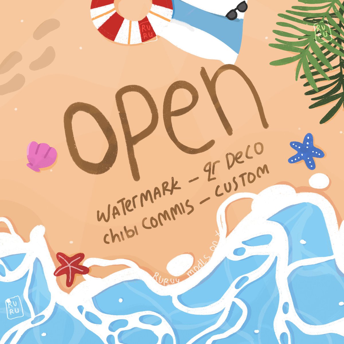 Ruru is now open! 🏖️🏄🏻‍♀️🥥

🛒 : qr deco, watermark, commis chibi, custom design, layout

Informasi bisa diliat melalui 📌 pinned aku! #zonauang
