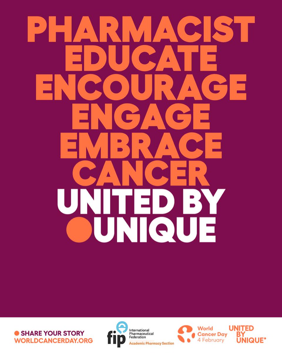 World Cancer Day is a reminder to come together to take action against cancer.
Share your story, support those affected, and advocate for people-centered care.

Your voice can inspire change!

<a href="/FIP_AcPS/">FIP Academic Section</a> <a href="/WorldCancerDay/">World Cancer Day</a> <a href="/UnitedByUnique/">United By Uniqueness</a>