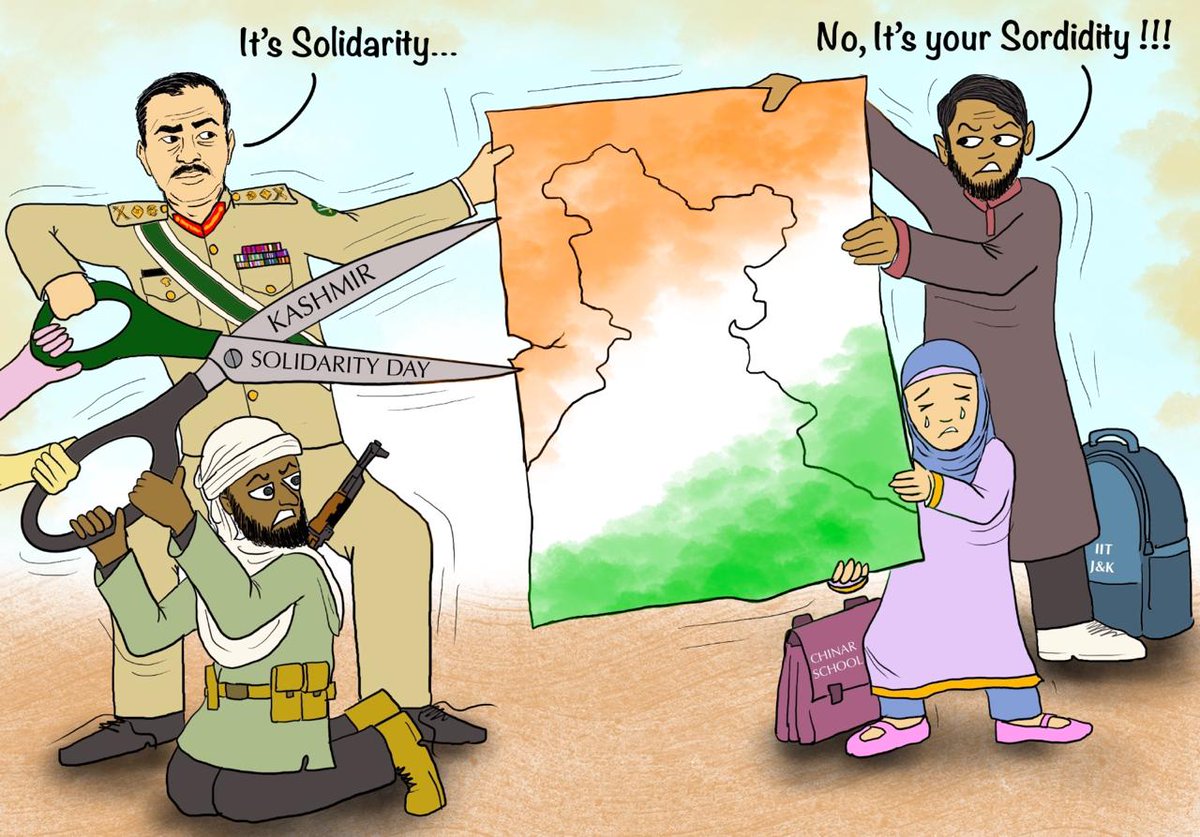 Chhanhima_06's tweet photo. #Pakistan call it 'Solidarity Day' while holding scissors and guns. The reality is a desperate attempt to divide and destroy. #Kashmir stands with education, peace, and India. #KashmirSolidarityDay #SayNoToTerror #KashmirStandWithIndia #kashmirrejectsTerror https://t.co/yieVNU8pqA