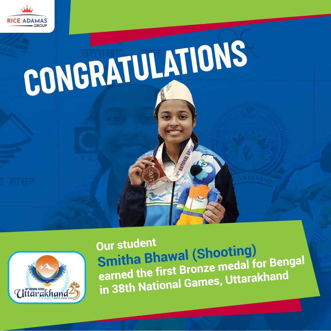 SamitRay11's tweet photo. Adamas University is delighted to extend heartfelt congratulations to our student, Ms. Smitha Bhawal, for winning Bengal’s first-ever bronze medal in shooting at the 38th National Games in Uttarakhand!
#NationalGames  #RICEAdamas  #BestinBengal #TransformwithAdamas https://t.co/DYyIRP8eXh
