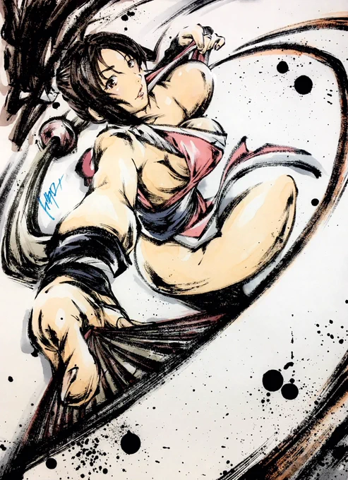 Street Fighter Ⅵ墨絵「不知火 舞」いよいよ参戦#スト6 #舞 #墨絵 #StreetFighter6 